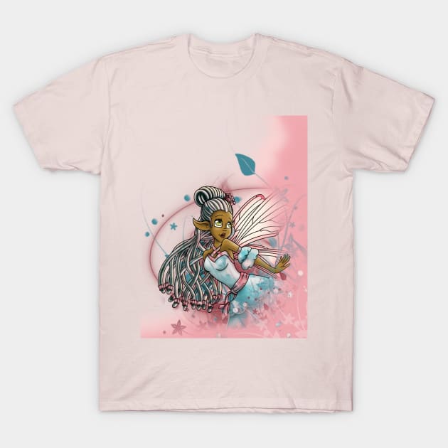 African American Fairy and Flowers T-Shirt by treasured-gift